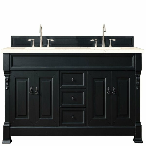 James Martin Vanities Brookfield 72in Double Vanity, Antique Black w/ 3 CM Eternal Marfil Quartz Top 147-114-5731-3EMR